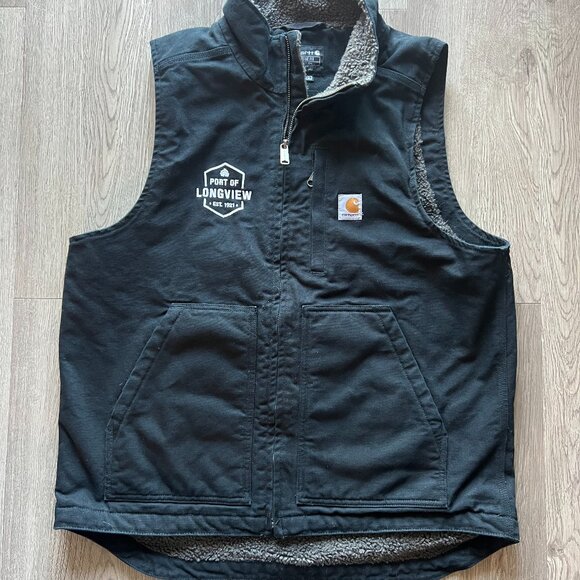 Carhartt Vest Insulated Black Men's Medium Port of Longview, WA Patch - Picture 1 of 7